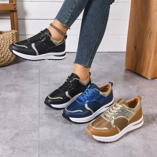 Round Toe Lace Up Sneakers -