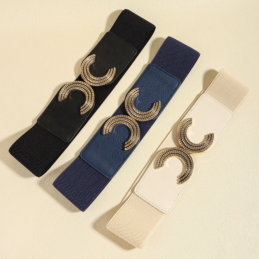 Double C Buckle Elastic Belt -