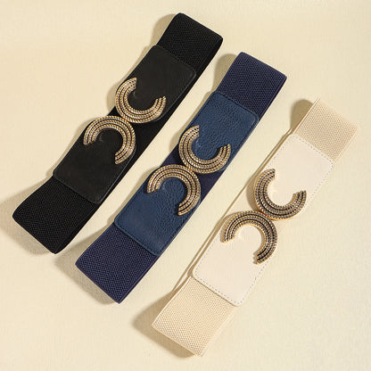 Double C Buckle Elastic Belt -