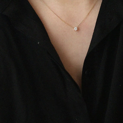 Sterling Silver Zircon Necklace - Gold One Size
