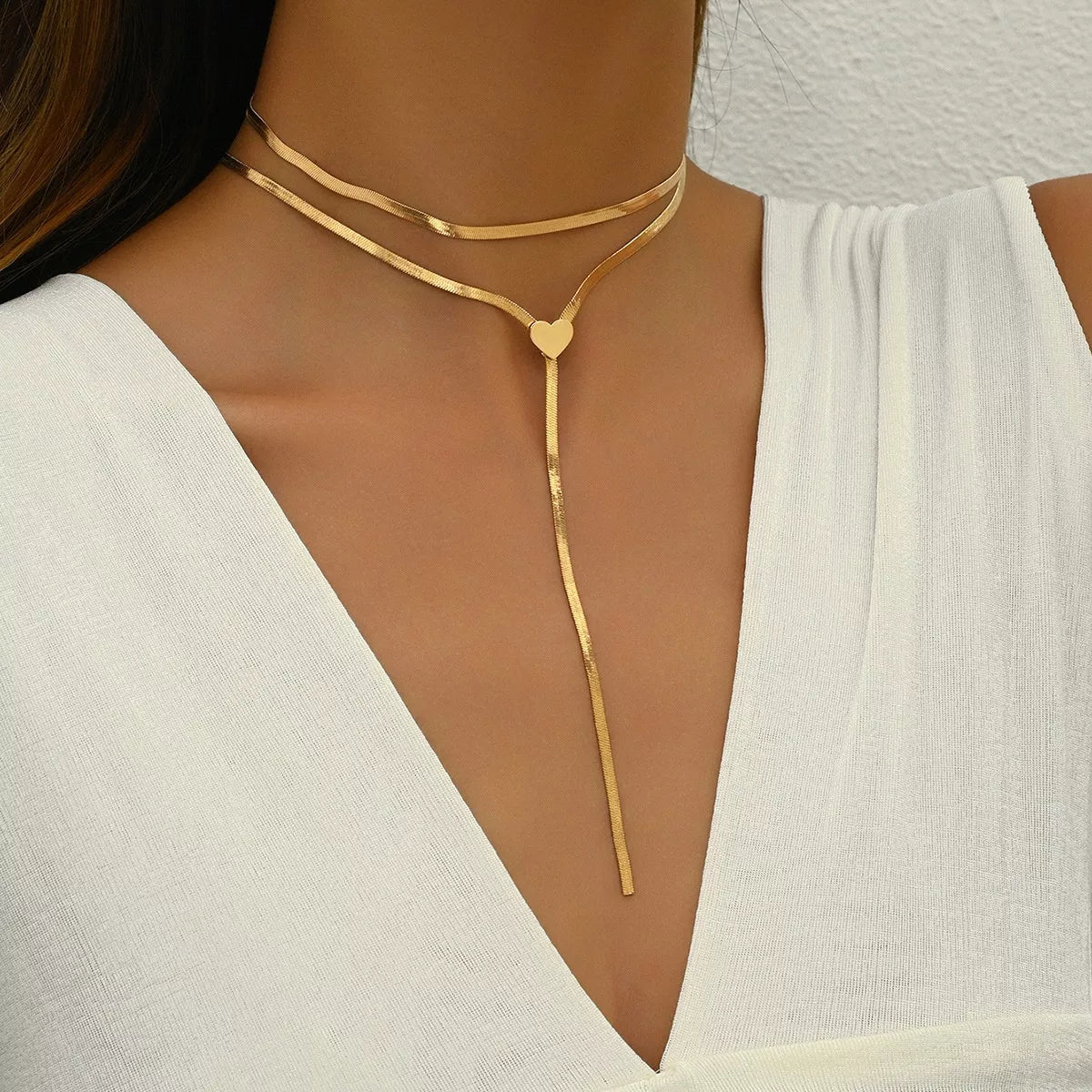 2-Piece Gold-Plated Heart Necklace -