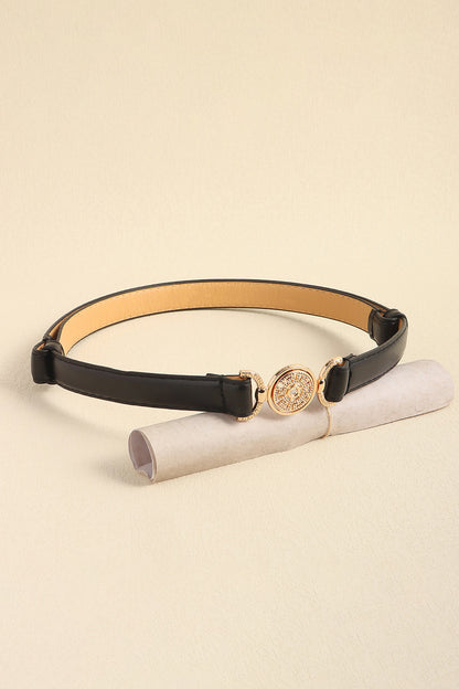 Rhinestone Decor PU Leather Belt -