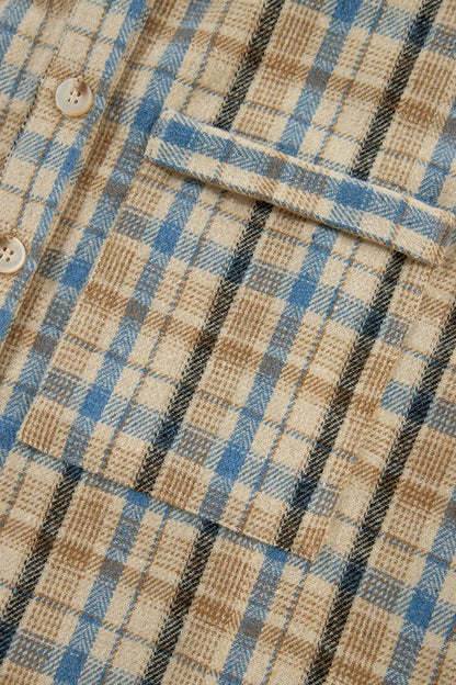 Waffle Knit Patchwork Hooded Plaid Shacket - Multicolor