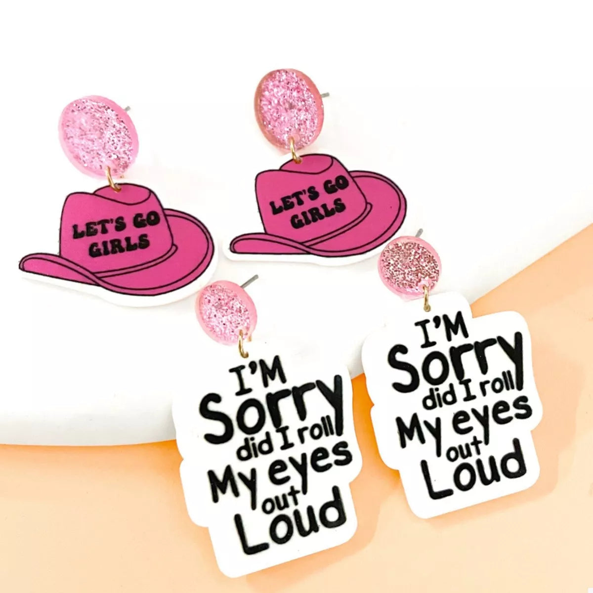 2-Pair Sequin Hat Dangle Earrings -