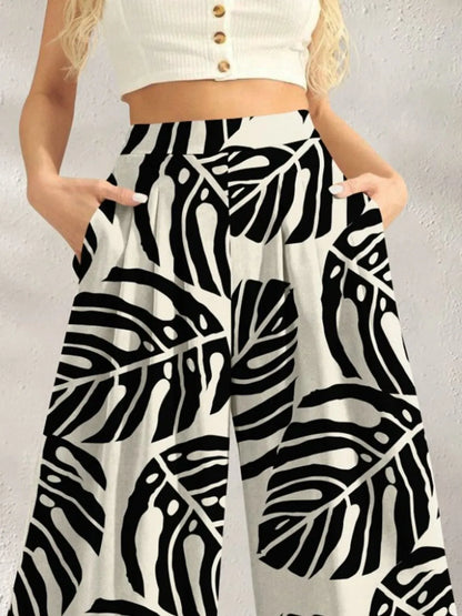Printed Wide Leg Pants -
