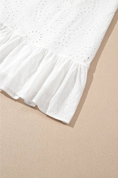 Floral Eyelet Embroidered Sleeveless Shift Dress -