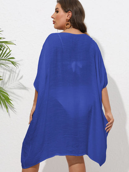 Crochet Trim V-Neck Beach Cover-Up Dress -