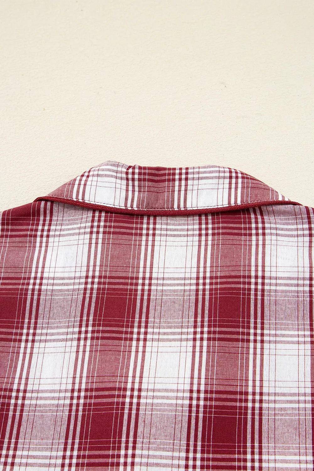 Plaid Long Sleeve Shirt and Drawstring Shorts Lounge Set -