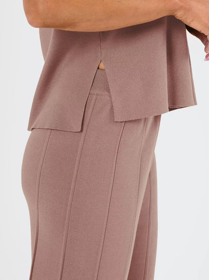Casual Cap Sleeve Top and Pants Knit Set -