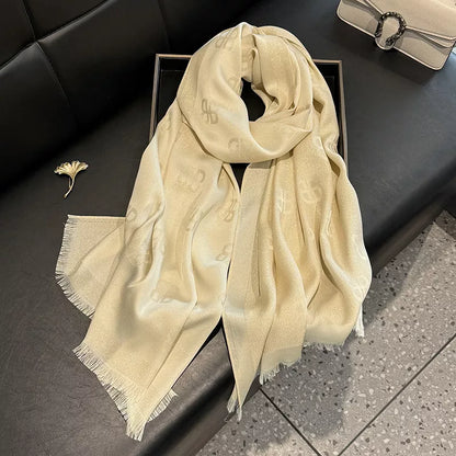 Raw Hem Scarf - Beige One Size