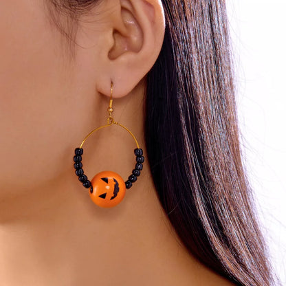 18K Gold-Plated Halloween Bead Earrings -