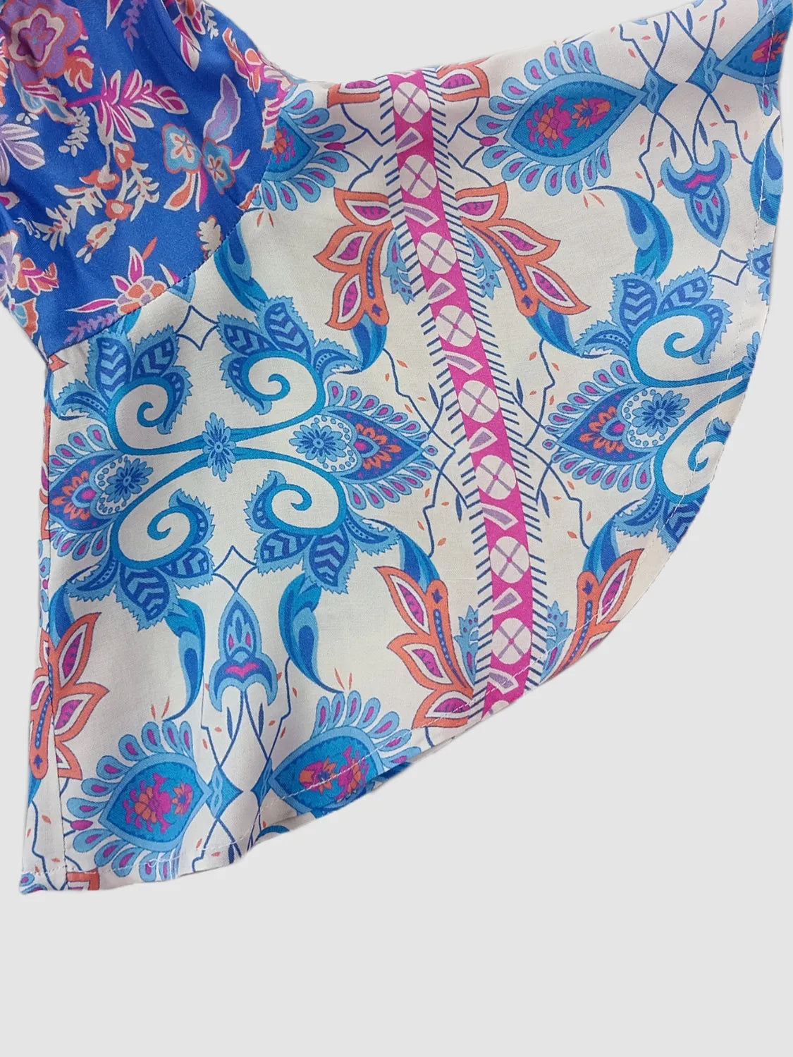 Smocked Off-Shoulder Printed Top and Skirt Set - Blue Purple