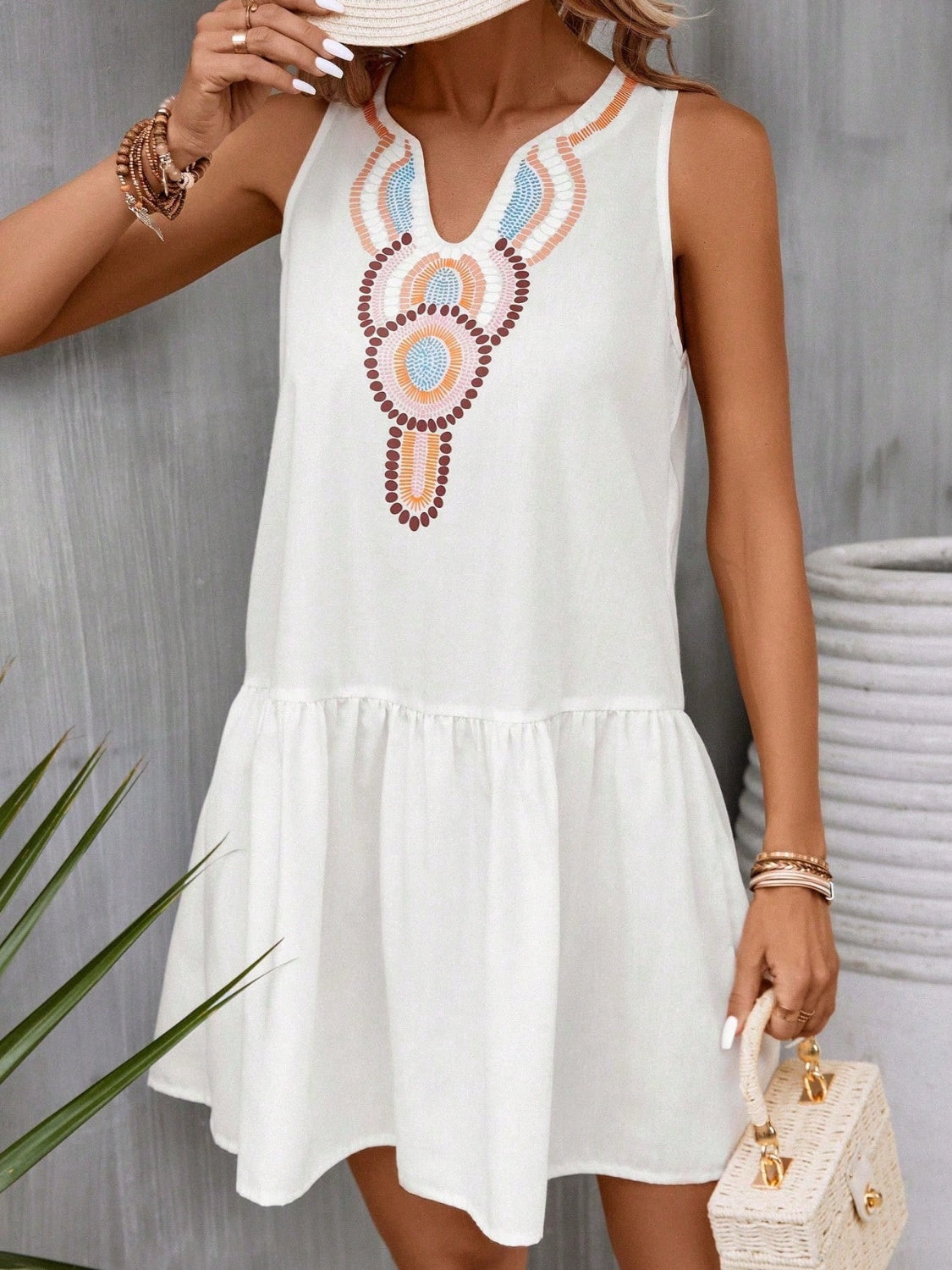 Printed Sleeveless Mini Dress | AdoreStarr