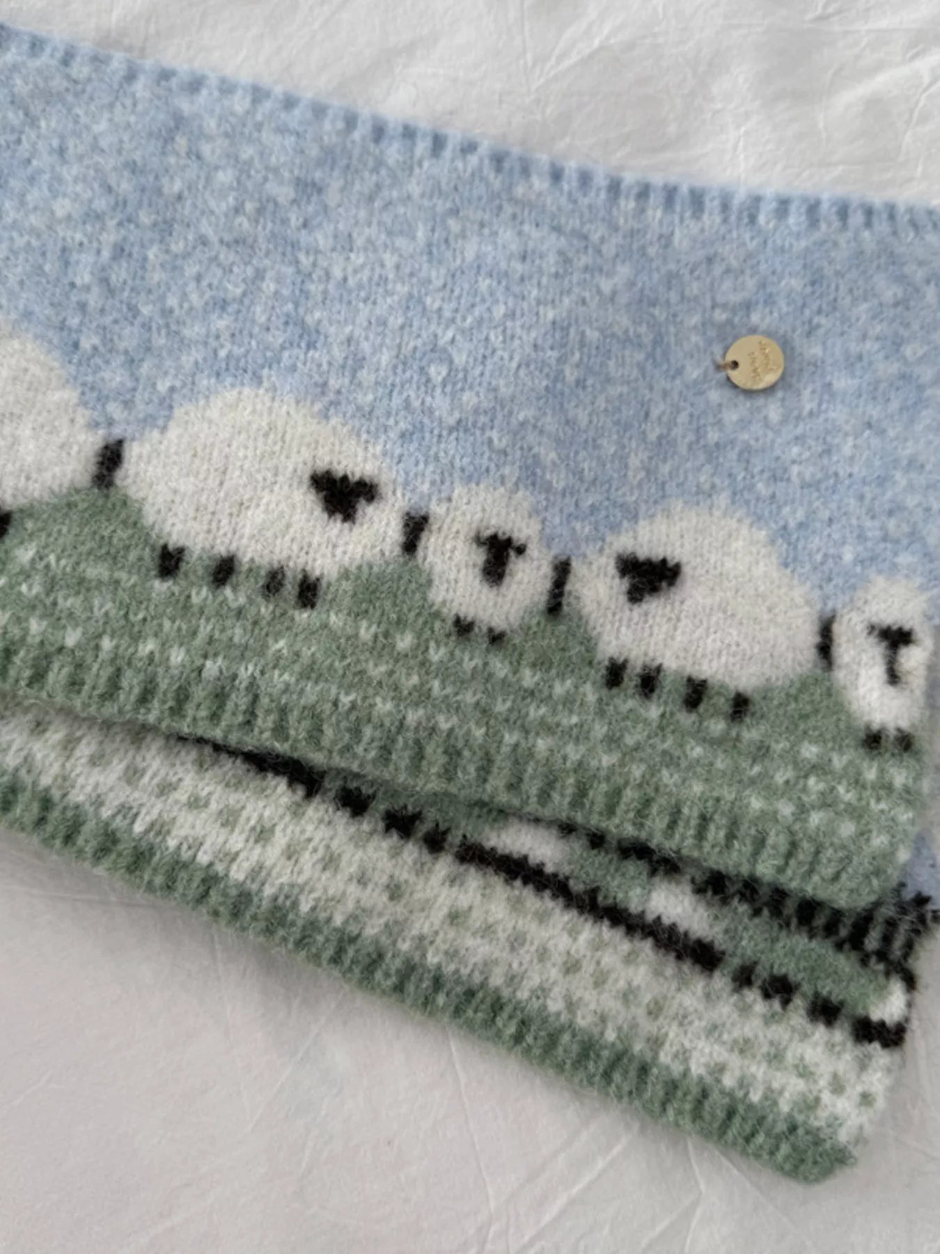 Sheep Pattern Knitted Scarf -