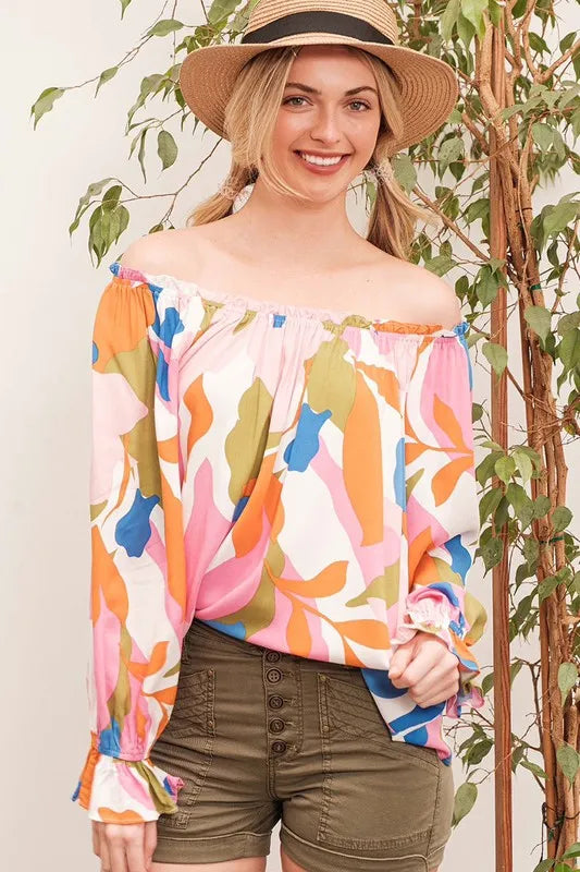 Abstract Print Long Sleeve Top -