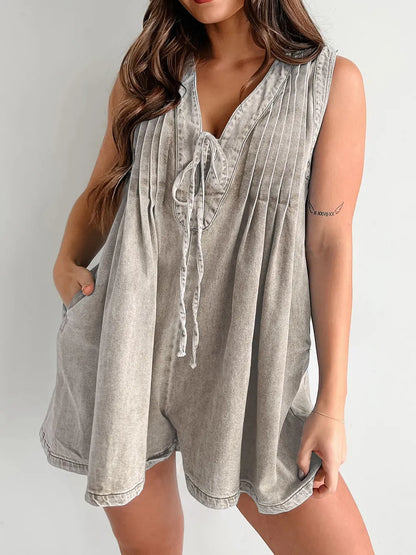Tied Romper with Pockets -