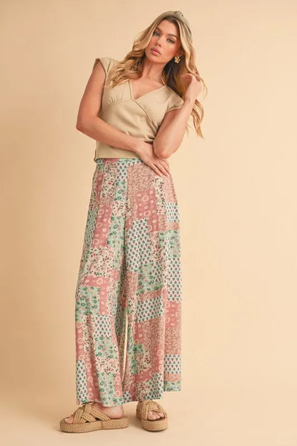 Printed Wide Leg Pants -