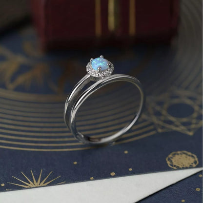 Sterling Silver Opal Ring - Silver