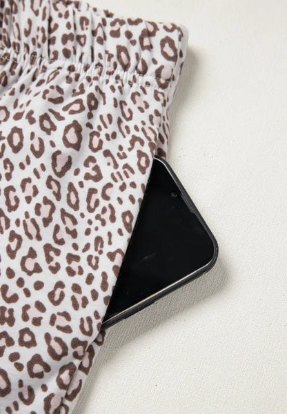 Leopard Long Sleeve Top and Pants Lounge Set -