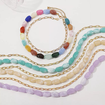 Colorful Beaded Chain Necklace -