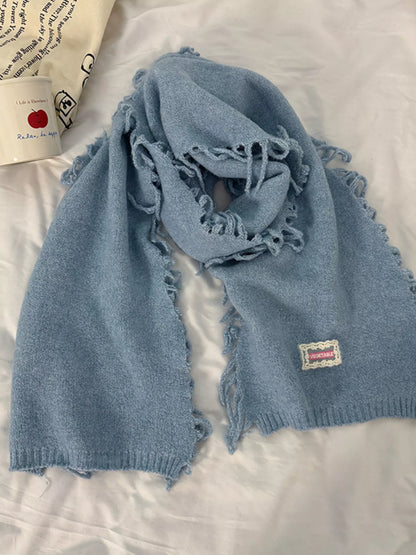 Knitted Fringe Scarf -