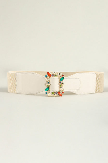 Multicolored Leaf Buckle Elastic Belt -