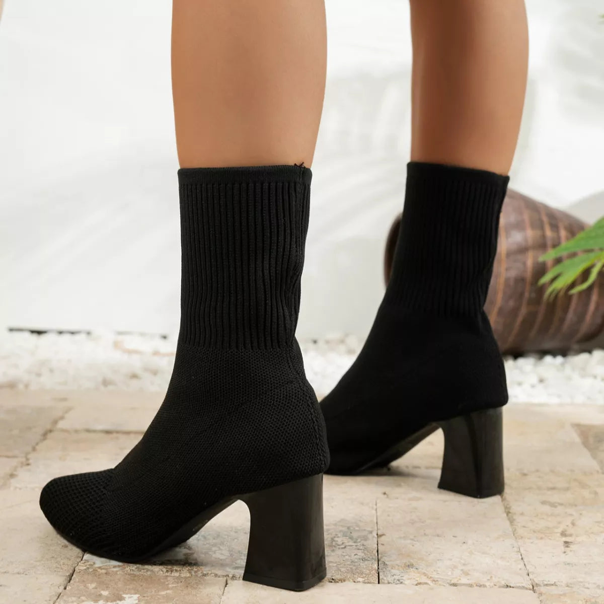 Point Toe Knit Sock Boots -