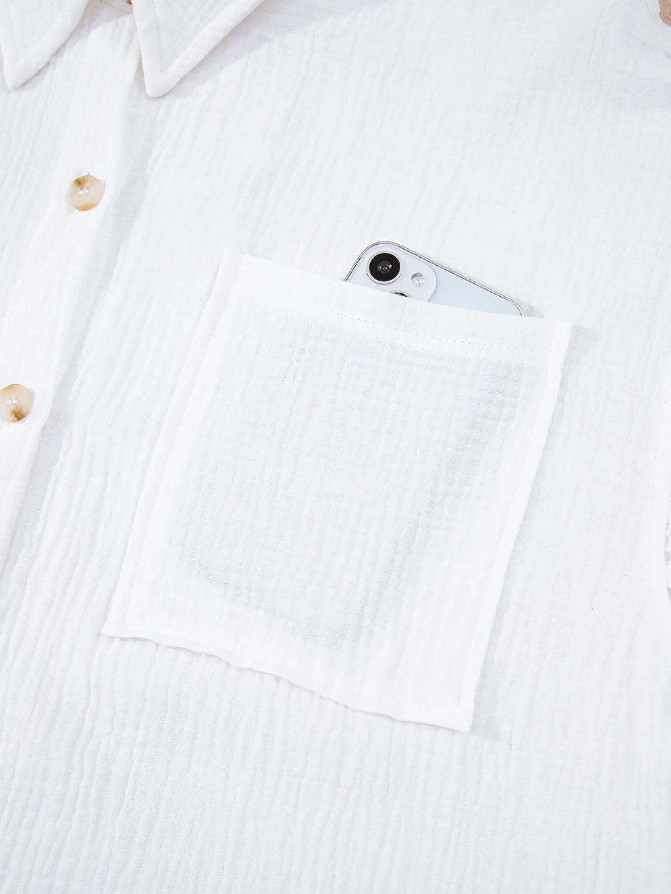 Lace Sleeve Button Down Shirt -