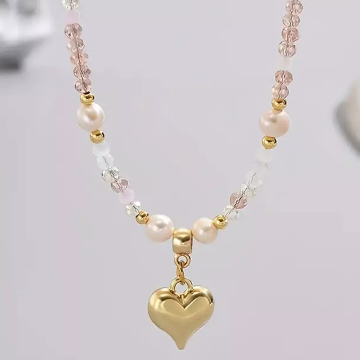 Bead Heart Pendant Necklace -