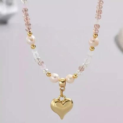 Bead Heart Pendant Necklace -