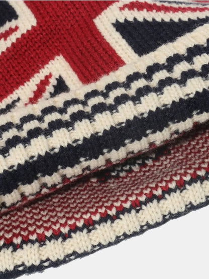 Roll Rim US Flag Knit Hat -