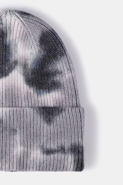 Tie-Dye Cuffed Rib-Knit Beanie Hat -