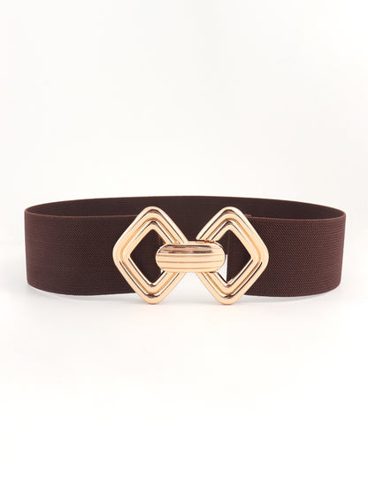 Geometric Buckle Elastic Wide Belt - One Size