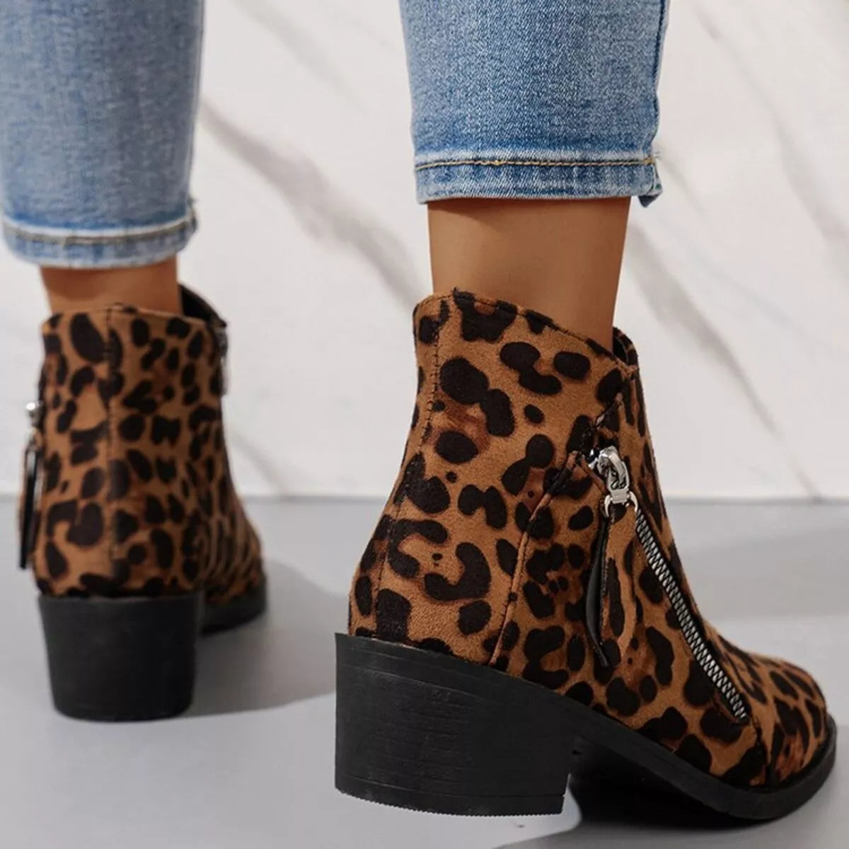 Point Toe Block Heels Boots -