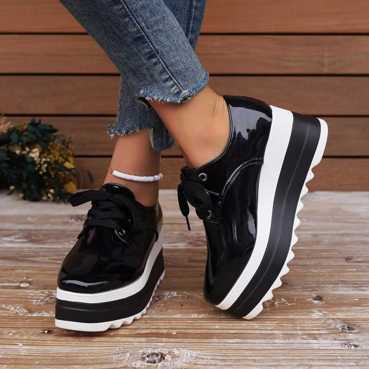 Lace Up Platform Sneakers -