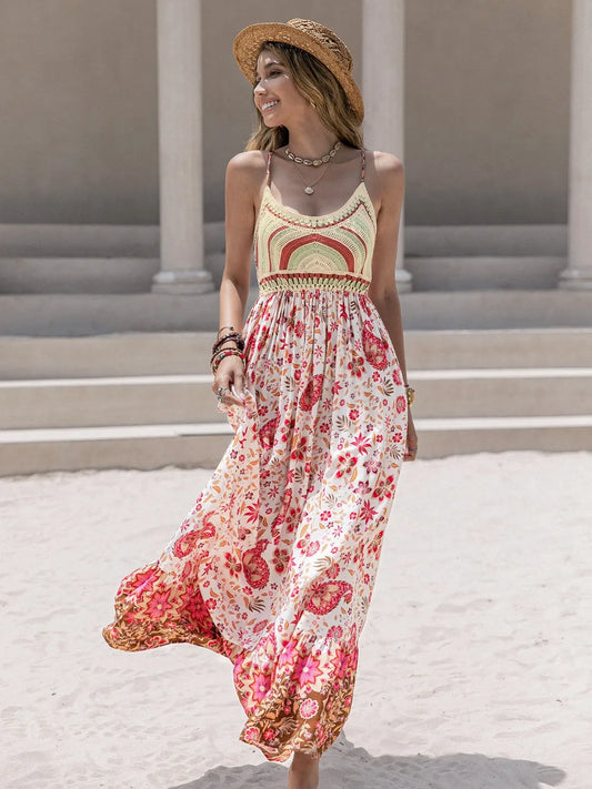Printed Scoop Neck Cami Dress - Multicolor