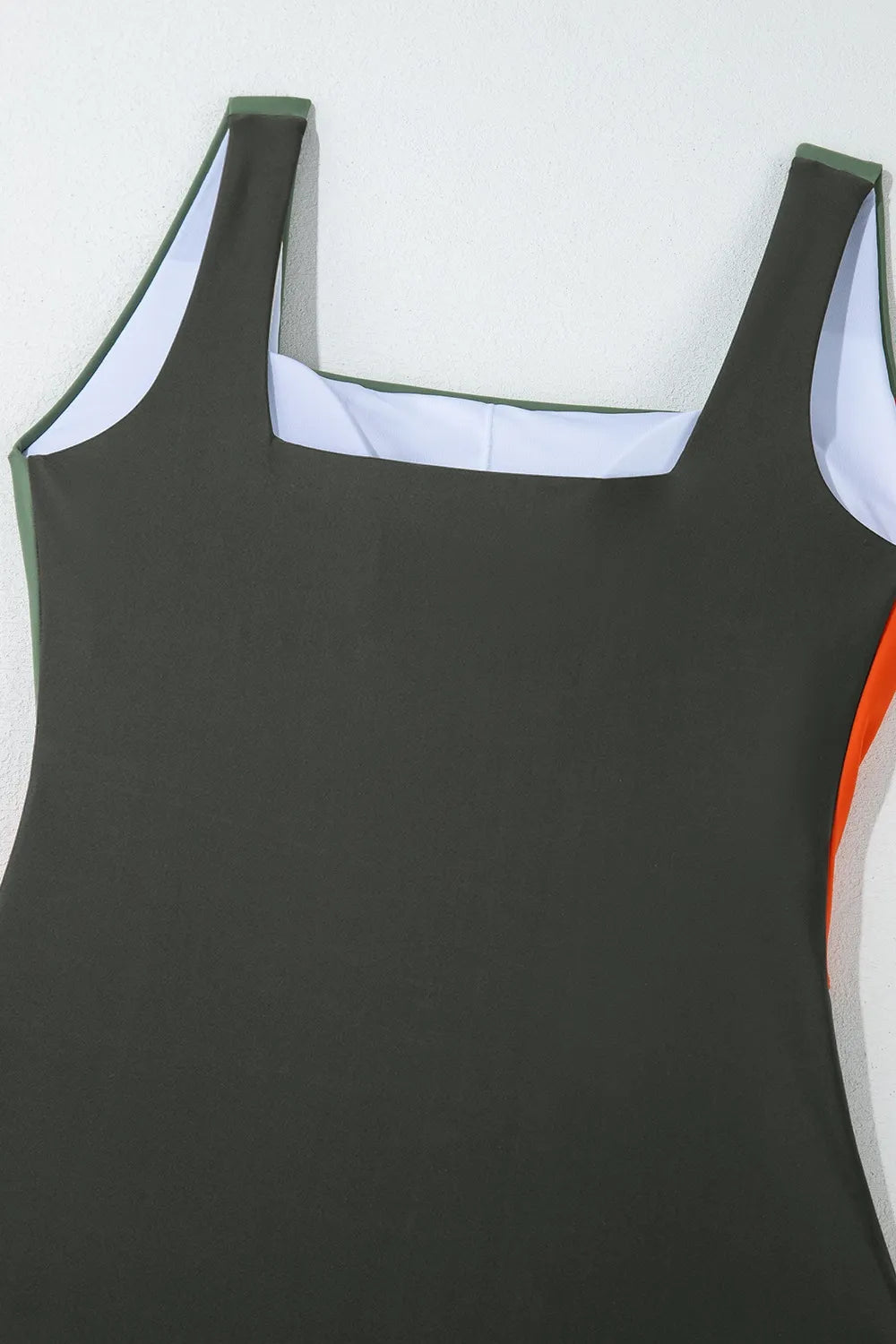 Color Block Padded Square Neck One Piece Swimsuit -