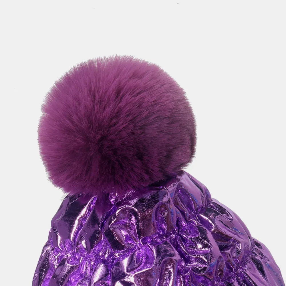Thermal Knit Hat with Pompom -