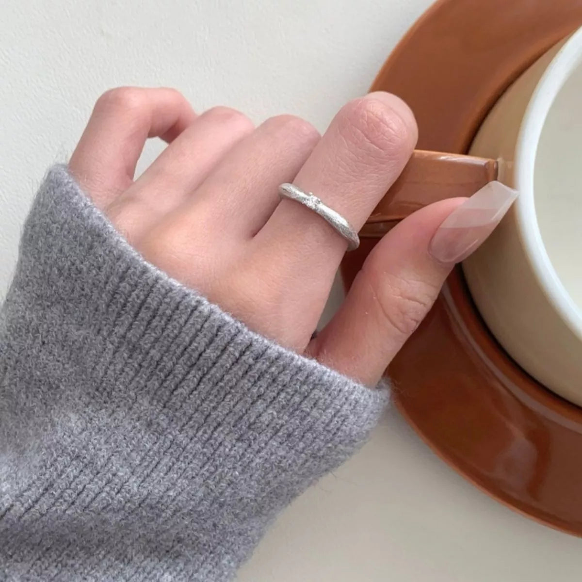 Sterling Silver Zircon Ring -