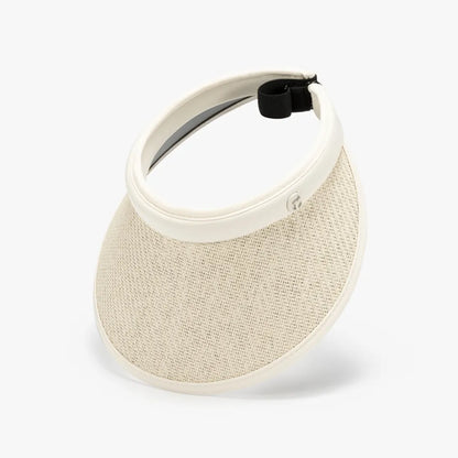 Solid Adjustable Weave Visor - Ivory One Size