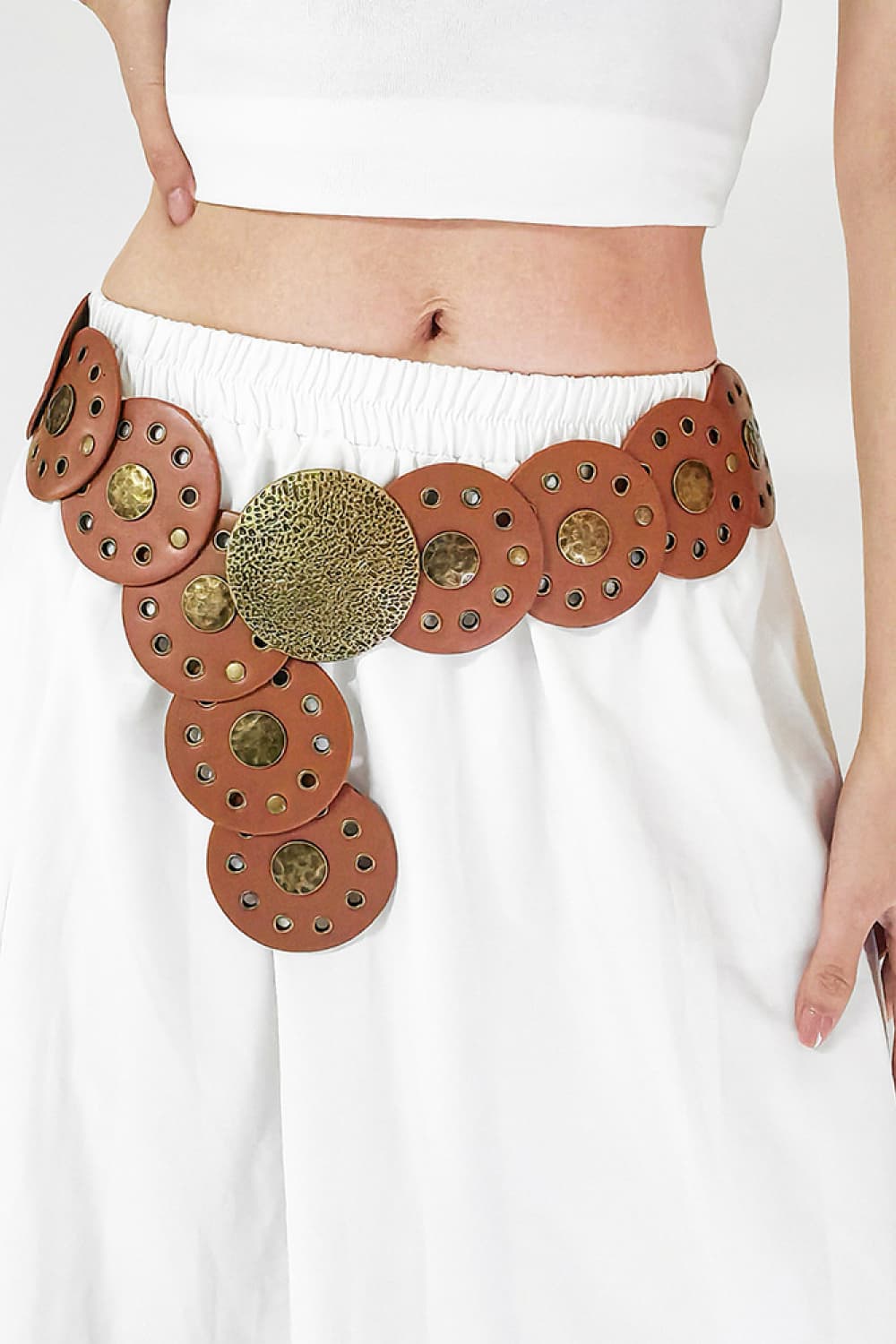 Round Shape PU Leather Belt -