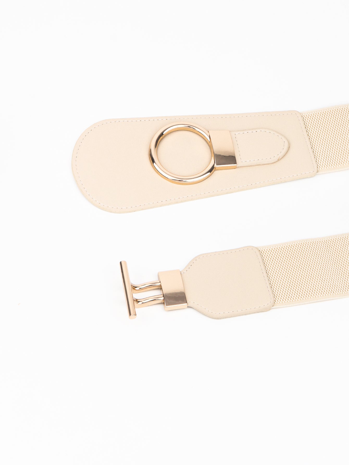 PU Elastic Wide Belt with Alloy Buckle -
