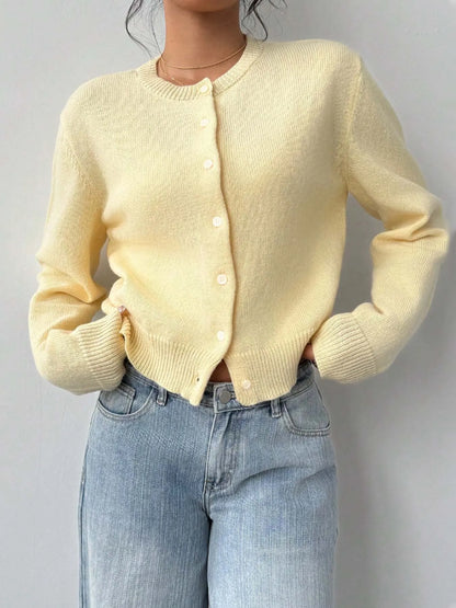 Button-Up Long Sleeve Knit Cardigan -