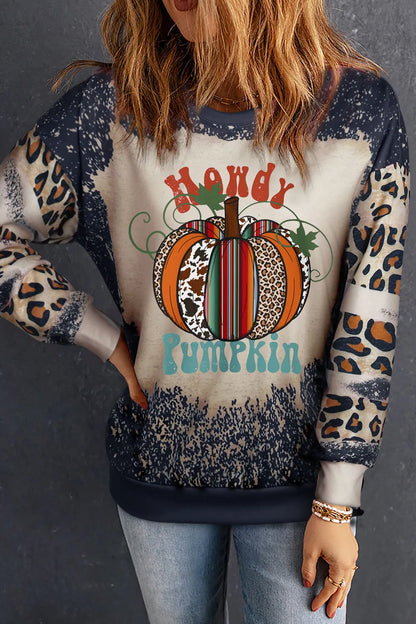 Pumpkin Graphic Long Sleeve Sweatshirt - Multi