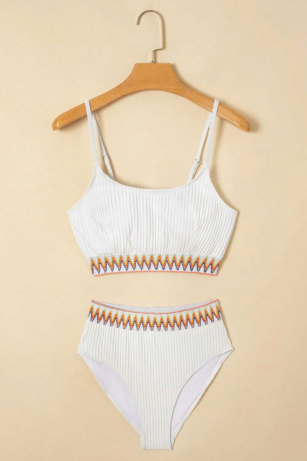 Textured Bikini High Waist Swimsuit Set -