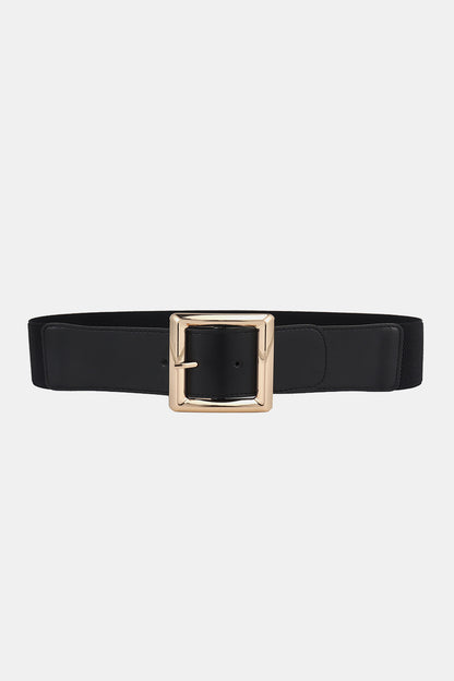 Rectangle Buckle Elastic Wide Belt -