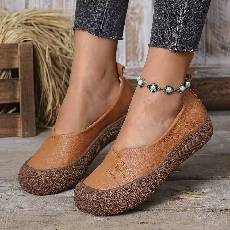 Round Toe Slip-Ons - Orange