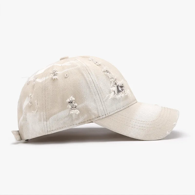 Distressed Adjustable Cotton Baseball Cap -