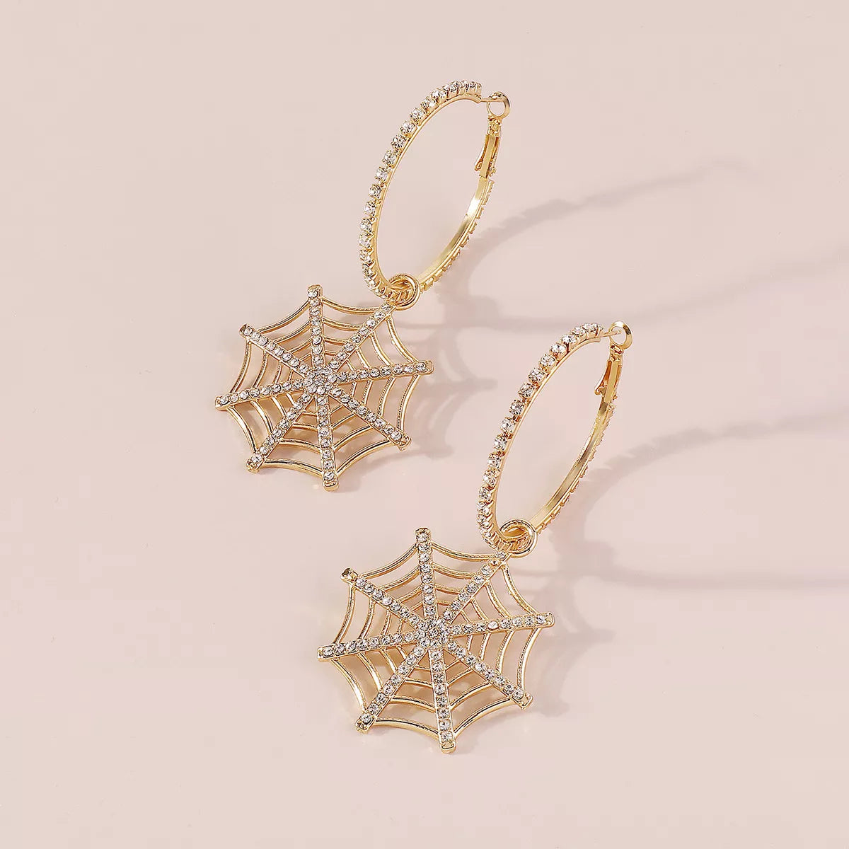 Spider Web Dangle Hoop Earrings -