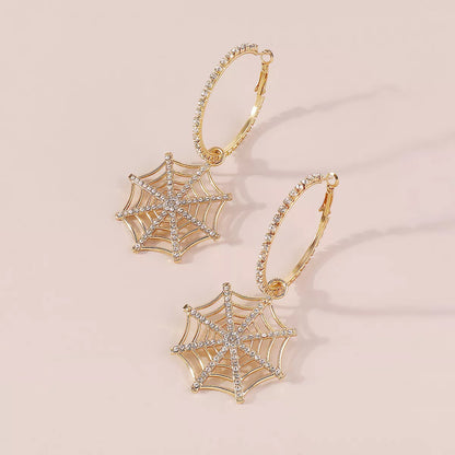 Spider Web Dangle Hoop Earrings -